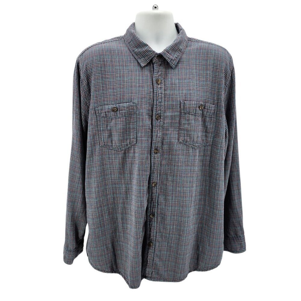 Carbon2Cobalt Mens XL Shirt Double Layer Button Multicolor Check Plaid Preppy